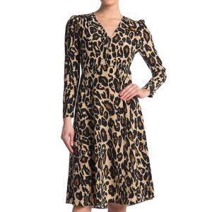 DVF Diane von Furstenberg Viviana Leopard Cat Sand silk dress midi new 00